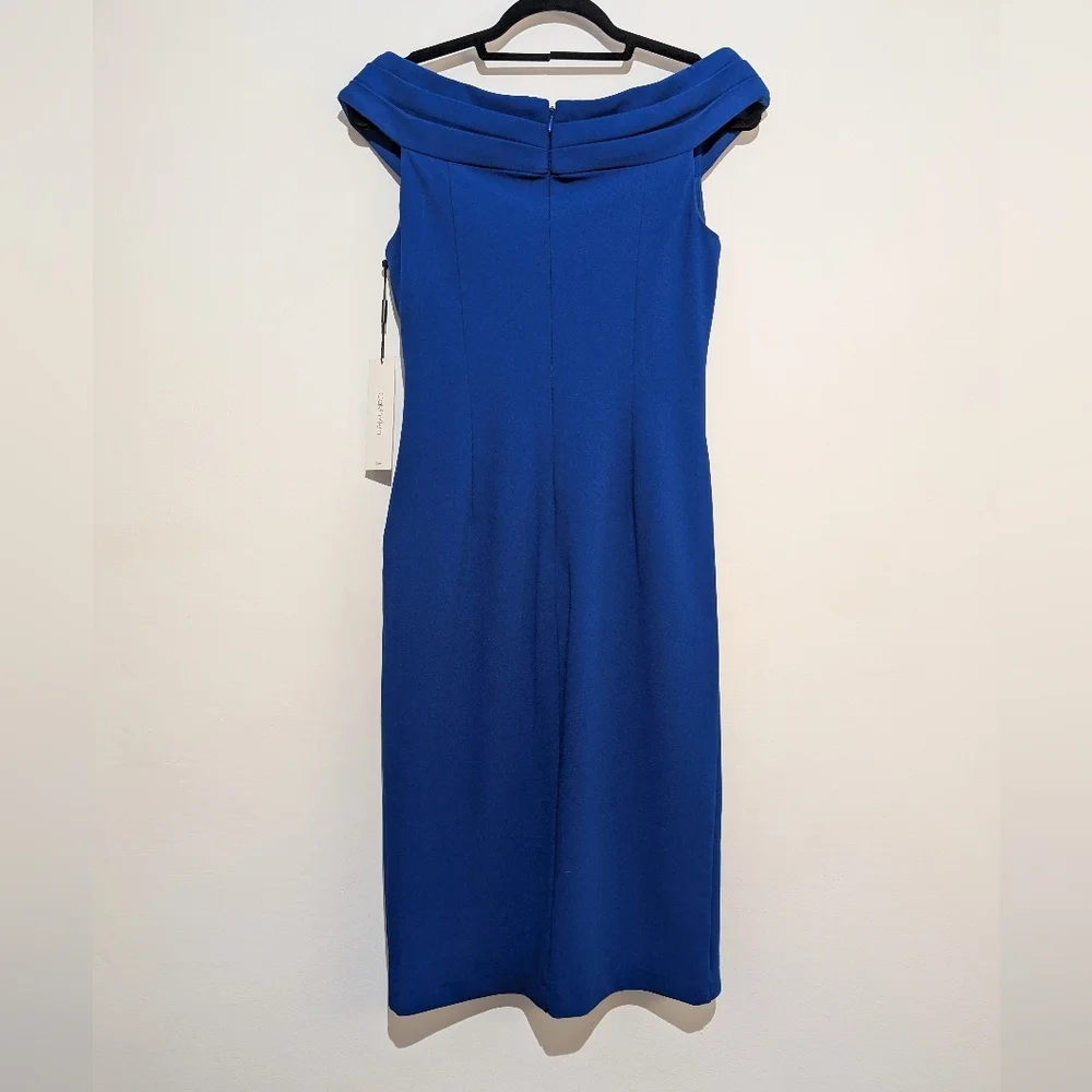 CALVIN KLEIN ROYAL BLUE WOMEN'S SLEEVELESS STARBURST SHEATH DRESS - Picture 7 of 10